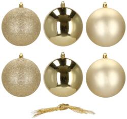 Törhetetlen karácsonyfadísz szett, arany-beige, 10 cm, 6 db (CA0841)