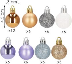 Karácsonyfadísz gömb szett, 3 cm, 54 db, törhetetlen, vegyes színek (CA1128)