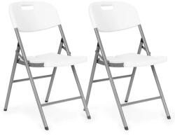 ModernHOME 2 db összecsukható fehér HDPE kerti-konferenciaszék, fém vázzal (HT002)