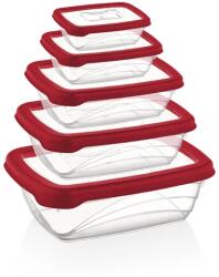 Herzberg Cooking Herzberg Bio Saver 5 részes légmentes BPA-mentes ételtároló doboz szett, piros (HG-L763RED)