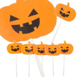  Halloween tortadísz fa pálcán, 5 db, 12, 5×5, 3 cm, narancs (26143)