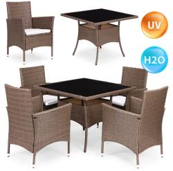 MultiGarden Polyrattan kerti bútor szett, 4 szék + edzett üveg asztal, világosbarna (CRF2311 LIGHT BROWN)