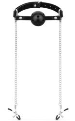 Bedroom Fantasies - Ball Gag with Nipple Clamps Black