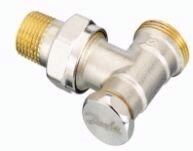 Danfoss RLV-S típusú visszatérő radiátorszelep 1/2''-3/4'' Eurókónuszos, sarok (003L0353)