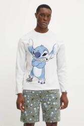 United Colors of Benetton hosszú ujjú pamut pizsama felső LILO&STITCH szürke, férfi, nyomott mintás, 3VR54M01X - szürke XL
