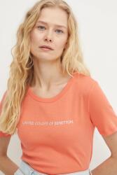 United Colors of Benetton pamut póló női, piros, 3GA2E16A2 - narancssárga S