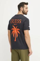 Guess pamut póló fekete, férfi, nyomott mintás, F5GI09 KA260 - fekete L