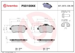 BREMBO fékbetétkészlet, tárcsafék BREMBO P50100NX (P50100NX)