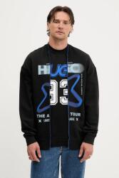 HUGO Blue pamut melegítőfelső fekete, nyomott mintás, 50544212 - fekete XXL