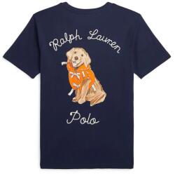Ralph Lauren gyerek pamut póló sötétkék, nyomott mintás, 323964136001 - sötétkék 136-138