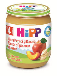HiPP Био Пюре HiPP Ябълки с банани и праскови 125 гр. - 4+ месеца