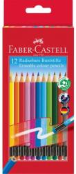 Faber-Castell Creioane colorate hexagonale cu gumă eco Faber-Castell, 12 culori/set