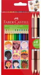 Faber-Castell Creioane colorate triunghiulare și bicolore piele Children of the World Faber-Castell 12 + 3