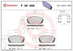 BREMBO fékbetétkészlet, tárcsafék BREMBO P 30 056X for HYUNDAI, KIA (P 30 056X)