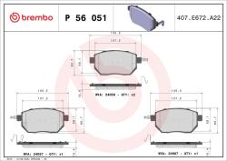 BREMBO fékbetétkészlet, tárcsafék BREMBO P 56 051 for NISSAN, INFINITI (P 56 051)