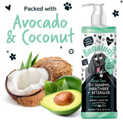 Bugalugs Tangle Tame 3in1 Sampon - kókusz, avocadó illattal 500ml (BUG-62655)