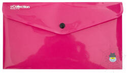 E-collection műanyag, patentos DL irattasak - átlátszó pink