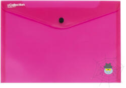 E-collection műanyag, patentos A/5 irattasak - átlátszó pink