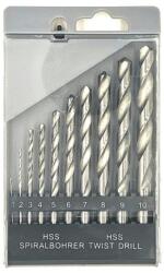 Andrill Heng. csigafúrókészlet műanyag dobozban 10 db. (átm. 1-10 mm-ig)