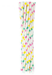 Színes Colorful Dots papír szívószál 12 db-os (MLG123937)