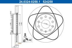 ATE Disc frana PowerDisc Seat Leon, Audi A3 ATE 24.0324-0258.1 (24.0324-0258.1)