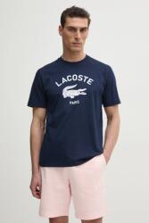 Lacoste pamut póló sötétkék, férfi, nyomott mintás, TH2733 - sötétkék XXS