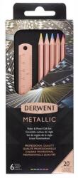 Derwent Set 6 creioane colorate metalice cu rigla Derwent