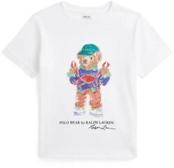 Ralph Lauren gyerek pamut póló fehér, nyomott mintás, 322973136002 - fehér 124-134