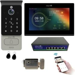 Mentor Kit VideoInterfon Wireless 1 Familie Mentor SYKT068B Touchscreen 7" IPS HD 2MP IP65 Human Detection POE 5in1 Acces App Parola Card Buton Cheie Negru (MMDSYKT068B)