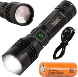 Taktikai LED zseblámpa 600 m, CREE PM10-TG, zoom, USB-C powerbank (08327)