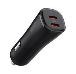 Spigen EV502 ARCSTATION Autós Töltő 2 Type-C Aljzat 50 W, PD Gyorstöltő 3.0, Fekete (ACP08523)