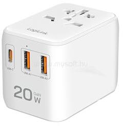 LogiLink Univerzális utazó tápegység, 20 W (PD), 4x csatlakozók, tűzálló (fehér) (LOGILINK_PA0356) (LOGILINK_PA0356)