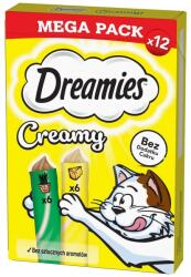 Dreamies Creamy MEGA PACK 12x10 g gustari pentru pisici cu branza si iarba matei