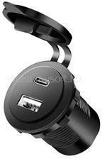 LogiLink Dupla autós beépített töltőadapter, 1x USB-A, 1x USB-C, 60 W (fekete) (LOGILINK_PA0330) (LOGILINK_PA0330)