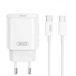 XO CE25 Fehér Hálózati Töltő szett PD25W 1*USB-C + USB-C / Lightning kábellel - aqua