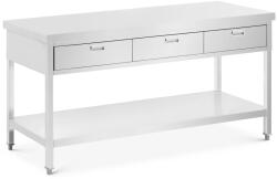 Royal Catering Rozsdamentes acél asztal fiókokkal - 180 x 60 cm - 436 kg - 3 fiók - Royal Catering (RCWT-180X60S3)
