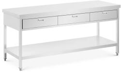 Royal Catering Rozsdamentes acél asztal fiókokkal - 200 x 60 cm - 436 kg - 3 fiók - Royal Catering (RCWT-200X60S3)