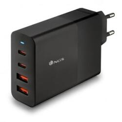 NGS fekete 100W Hálózati Töltő PD3.0 - 2 db USB-C + 2 db USB-A kimenettel