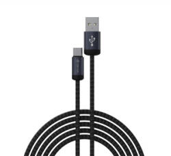 DEVIA GRACIOUS adatkábel (USB - Type-C, 10W, gyorstöltő, 100cm, cipőfűző) FEKETE (EC649)