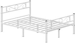 Kétszemélyes ágykeret Fém ágykeret 140 x 190 cm-es matrachoz, Vendégágy, Felnőttek, Gyermekek, Könnyű összeszerelés, Kis méretű ágy, kis méretű ágy (RMB063W01 XXX)