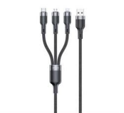 Awei adatkábel 3in1 (USB - lightning/microUSB/Type-C, 100W, gyorstöltő, 120cm) FEKETE (CL-975)