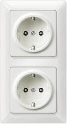 Siemens - Set complet de chei tubulare Siemens - 2 insertii tubulare SCHUKO si cadru cu 2 pliuri in alb titan, pentru montare incastrata, 5UB1511, 5TG2552-0 (SIE041522)