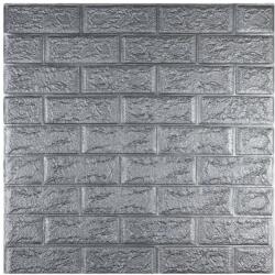 SDEPOT 40 db SDEPOT® tapéta csempe készlet, 2mm vastag, 70x77 cm, téglautánzat, ezüst (SET40_TAPET_02_ARGINTIU)