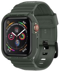 Spigen Rugged Armor Pro Apple Watch S4/5/6/7/SE Szilikon szíj 44 mm - Sötétzöld (062CS26016) (062CS26016)