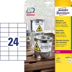 Avery Zweckform Avery-Zweckform L4718-20 70 x 37 mm Poliészter fólia Fehér 480 db Véglegesen tapadó Fólia címkék Lézer, Másolat (L4718-20) (L4718-20)