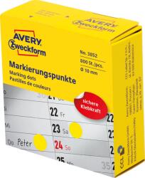 Avery Zweckform Avery-Zweckform 3852 Jelölőpont etikett Ø 10 mm Sárga 800 db Véglegesen tapadó Papír (etk6020246) (etk6020246)