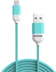 PANTONE MC001-5 kábel - USB / MicroUSB zöld szövetkábel, 2, 4A, 1, 5m