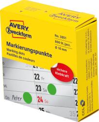 Avery Zweckform Avery-Zweckform 3851 Jelölőpont etikett Ø 10 mm Zöld 800 db Véglegesen tapadó Papír (etk6019246) (etk6019246)