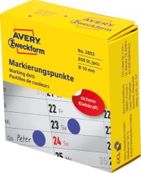 Avery Zweckform Avery-Zweckform 3853 Jelölőpont etikett Ø 10 mm Kék 800 db Véglegesen tapadó Papír (etk6021246) (etk6021246)