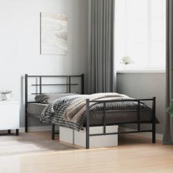 vidaXL fekete fém ágykeret fej- és lábtámlával 100 x 200 cm (355574)